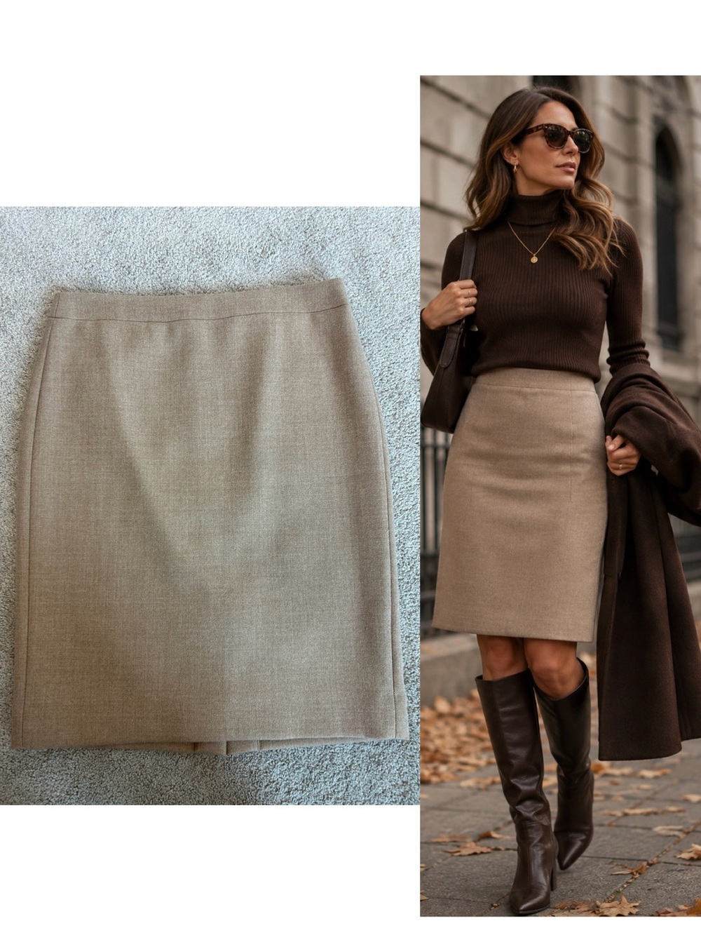 J.Crew No. 2 Pencil Skirt Size 8 100% Wool Beige Tan Classic Workwear NWOT - Picture 1 of 12